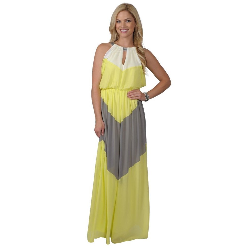Vince Camuto Colorblock Chiffon Maxi Dress 22 Plus